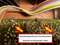 CV1600: Anschlusspunkte der Cinchbuchsen aud eingangsimpedanzwandlerplatine