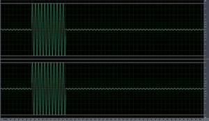 Testsignal mit -33dB > -1dB > -33dB zum test der Kompression