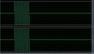 Testsignal mit -33dB > -1dB > -33dB zum test der Kompression