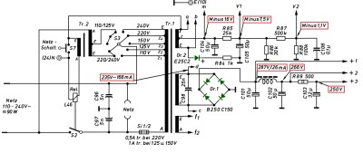 Schaltplan Freiburg 7 Automatic Netzteil, Selengleichtichter